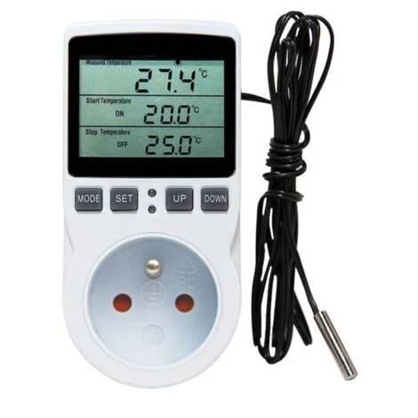 Prise Thermostat, Régulateur De Température, Minuterie Numérique Programmable Avec Sonde, Prise Thermostat Chauffage Serre, Aquarium 1pc 1 Prise Thermostat, Régulateur De Température, Minuterie Numérique Programmable Avec Sonde, Prise Thermostat Chauffage Serre, Aquarium 1pc