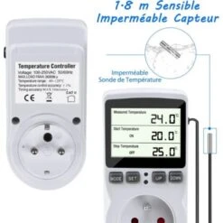 Prise Thermostat, Régulateur De Température, Minuterie Numérique Programmable Avec Sonde, Prise Thermostat Chauffage Serre, Aquarium 1pc 9 Prise Thermostat, Régulateur De Température, Minuterie Numérique Programmable Avec Sonde, Prise Thermostat Chauffage Serre, Aquarium 1pc -Legrand || Schneider® Soldes Boutique 77103574 5