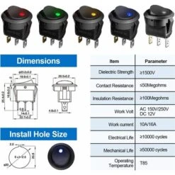 10 Pièces Interrupteur 12v, Mini Interrupteur A Bascule Rond Voyant 5 Couleurs Led 12V 20A DC 3 Broches, Bouton On Off Interrupteur Automobile Bateau Appareils Ménagers(Noir) 9 10 Pièces Interrupteur 12v, Mini Interrupteur A Bascule Rond Voyant 5 Couleurs Led 12V 20A DC 3 Broches, Bouton On Off Interrupteur Automobile Bateau Appareils Ménagers(Noir) -Legrand || Schneider® Soldes Boutique 77263252 5