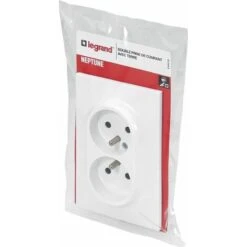 Legrand Double Prise De Courant Avec Terre Neptune - 16A - 1 Poste - Blanc