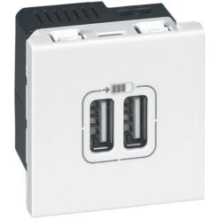 Legrand Double Chargeur USB Mosaic - Blanc - 2 Modules