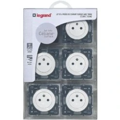 Legrand Lot De 6 Prises De Courant Avec Terre Céliane Surface - Blanc