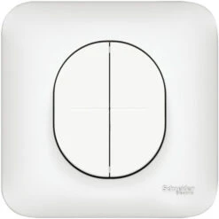 Schneider® Interrupteur Va-et-vient + Poussoir Ovalis - 10A - Connexion Automatique - Blanc