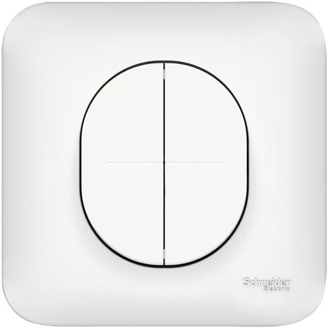 Schneider® Interrupteur Va-et-vient + Poussoir Ovalis - 10A - Connexion Automatique - Blanc 1 Schneider® Interrupteur Va-et-vient + Poussoir Ovalis - 10A - Connexion Automatique - Blanc