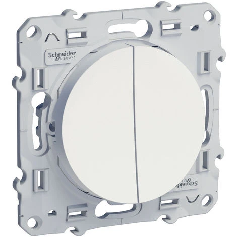 Schneider® Double Interrupteur Va-et-vient Odace - Connexion Rapide - À Vis - Blanc 1 Schneider® Double Interrupteur Va-et-vient Odace - Connexion Rapide - À Vis - Blanc