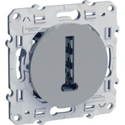 Schneider Electric Prise Téléphone 8 Contacts Odace Aluminium - Schneider