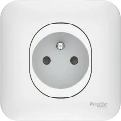 Schneider® Lot De 5 Prises De Courant 2P+T Ovalis - 10A - Connexion Automatique - Blanc