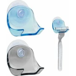 2x Support Mural Pour Rasoir - Fixation Plastique Ventouse Pour Parois Douche Salle De Bain - Tête De Rasoir / Rasoir à Main
