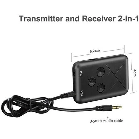 2 En 1 Transmetteur Bluetooth Récepteur 3.5mm Stéréo Sans Fil Musique Audio Câble Convertisseur Bluetooth V4.2 Adaptateur Pour TV DVD Mp3 (1pcs) 2 2 En 1 Transmetteur Bluetooth Récepteur 3.5mm Stéréo Sans Fil Musique Audio Câble Convertisseur Bluetooth V4.2 Adaptateur Pour TV DVD Mp3 (1pcs) – Image 2