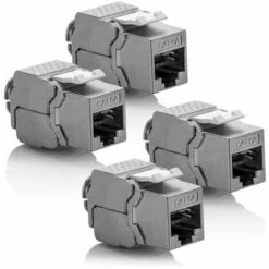 4x Module Keystone CAT 6a Jack - Blindé STP Connecteur RJ45 Installation Snap-In Montage Cable Brut CAT 500Mhz 10GBit/s