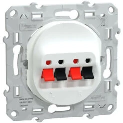 Schneider® Ovalis - Prise Haut Parleur - 2 Sorties - Blanc (S320488)