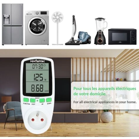 FISHTEC® Wattmètre - Prise Contrôle Coût De La Consommation D'Énergie - Affichage Numérique De La Puissance Électrique 2 FISHTEC® Wattmètre - Prise Contrôle Coût De La Consommation D'Énergie - Affichage Numérique De La Puissance Électrique – Image 2
