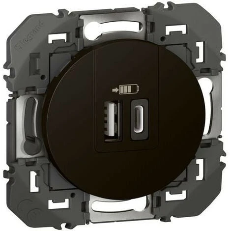 Legrand Double Chargeur USB 1 Type-A + 1 Type-C Dooxie 3A - Noir (600549) 3 Legrand Double Chargeur USB 1 Type-A + 1 Type-C Dooxie 3A - Noir (600549) – Image 3