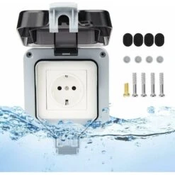 Prise Exterieure Etanche Ip66, Prise Murale Anti Poussière, Prises Electriques Murales Jardin Pour Intérieur Et Extérieur (Single Prise)