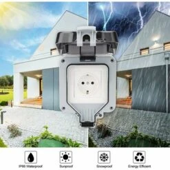 Prise Exterieure Etanche Ip66, Prise Murale Anti Poussière, Prises Electriques Murales Jardin Pour Intérieur Et Extérieur (Single Prise) -Legrand || Schneider® Soldes Boutique 83868835 3