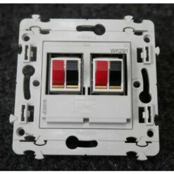 Mécanisme HP Prise Haut Parleur Double Blanc Sans Enjoliveur Ni Plaque Kallysta Hager