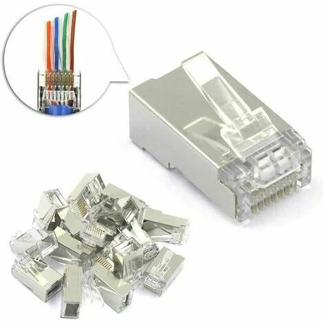Lot De 25 Connecteur Rj45 Cat6 Embout De Connecteur Blindé Nickelé Rj45 8P8C Via Une Prise Modulaire Ethernet 1 Lot De 25 Connecteur Rj45 Cat6 Embout De Connecteur Blindé Nickelé Rj45 8P8C Via Une Prise Modulaire Ethernet