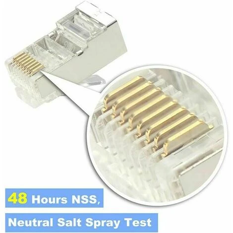 Lot De 25 Connecteur Rj45 Cat6 Embout De Connecteur Blindé Nickelé Rj45 8P8C Via Une Prise Modulaire Ethernet 3 Lot De 25 Connecteur Rj45 Cat6 Embout De Connecteur Blindé Nickelé Rj45 8P8C Via Une Prise Modulaire Ethernet – Image 3
