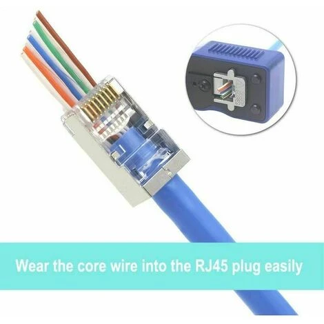 Lot De 25 Connecteur Rj45 Cat6 Embout De Connecteur Blindé Nickelé Rj45 8P8C Via Une Prise Modulaire Ethernet 4 Lot De 25 Connecteur Rj45 Cat6 Embout De Connecteur Blindé Nickelé Rj45 8P8C Via Une Prise Modulaire Ethernet – Image 4