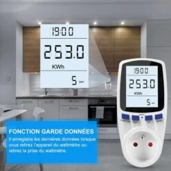 Wattmètre Prise, Compteur D'énergie AC 185V 264V Compteur De Consommation D'énergie, Prise De Moniteur D'utilisation De L'électricité Avec écran LCD (Tarif Unique) 7 Wattmètre Prise, Compteur D'énergie AC 185V 264V Compteur De Consommation D'énergie, Prise De Moniteur D'utilisation De L'électricité Avec écran LCD (Tarif Unique) -Legrand || Schneider® Soldes Boutique 86734356 3