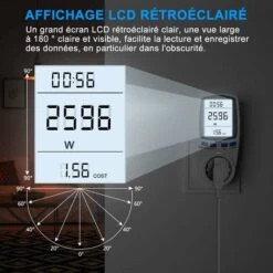 Wattmètre Prise, Compteur D'énergie AC 185V 264V Compteur De Consommation D'énergie, Prise De Moniteur D'utilisation De L'électricité Avec écran LCD (Tarif Unique) 9 Wattmètre Prise, Compteur D'énergie AC 185V 264V Compteur De Consommation D'énergie, Prise De Moniteur D'utilisation De L'électricité Avec écran LCD (Tarif Unique) -Legrand || Schneider® Soldes Boutique 86734356 5