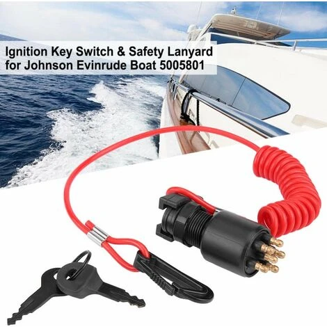 Interrupteur à Clé De Contact Avec Longe De Sécurité Pour Johnson Evinrude Boat OE 5005801 Moteur Johnson 90 Cv Contacteur Coupe Circuit 2 Interrupteur à Clé De Contact Avec Longe De Sécurité Pour Johnson Evinrude Boat OE 5005801 Moteur Johnson 90 Cv Contacteur Coupe Circuit – Image 2