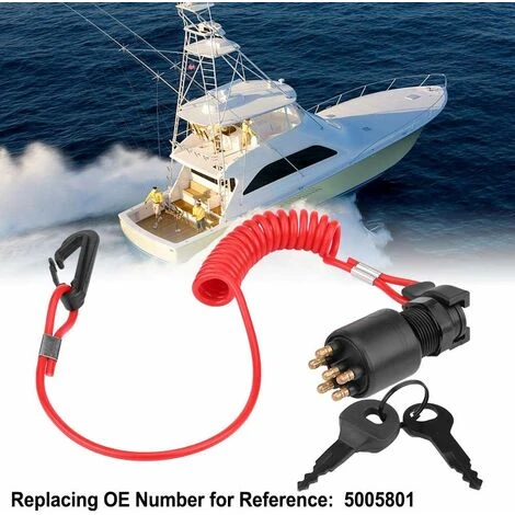 Interrupteur à Clé De Contact Avec Longe De Sécurité Pour Johnson Evinrude Boat OE 5005801 Moteur Johnson 90 Cv Contacteur Coupe Circuit 3 Interrupteur à Clé De Contact Avec Longe De Sécurité Pour Johnson Evinrude Boat OE 5005801 Moteur Johnson 90 Cv Contacteur Coupe Circuit – Image 3