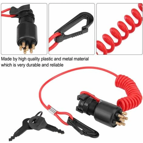 Interrupteur à Clé De Contact Avec Longe De Sécurité Pour Johnson Evinrude Boat OE 5005801 Moteur Johnson 90 Cv Contacteur Coupe Circuit 4 Interrupteur à Clé De Contact Avec Longe De Sécurité Pour Johnson Evinrude Boat OE 5005801 Moteur Johnson 90 Cv Contacteur Coupe Circuit – Image 4