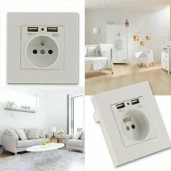 Prise Murale, Prise Electrique Murale Avec Double USB 5V/2100mA, Prise Encastrable Avec 2 Ports De USB Pratique Et Manialble 8 Prise Murale, Prise Electrique Murale Avec Double USB 5V/2100mA, Prise Encastrable Avec 2 Ports De USB Pratique Et Manialble -Legrand || Schneider® Soldes Boutique 88683097 4