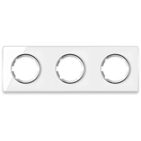 Plaque De Finition Garda En Verre, Horizontal, 3 Postes Blanc 1 Plaque De Finition Garda En Verre, Horizontal, 3 Postes Blanc