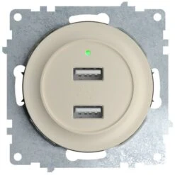 Prise USB Encastrée à 2 Sorties 5V, 2.1 A, Témoin De Charge LED Beige