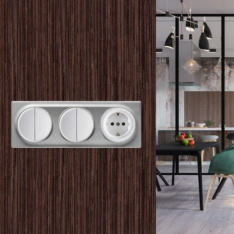 Plaque De Finition Florence En Plastique, 3 Postes Gris 2 Plaque De Finition Florence En Plastique, 3 Postes Gris – Image 2