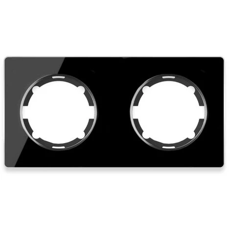 Plaque De Finition Garda En Verre, Horizontal, 2 Postes Noir 1 Plaque De Finition Garda En Verre, Horizontal, 2 Postes Noir