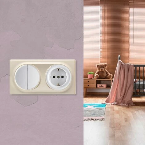 Plaque De Finition Florence En Plastique, 2 Postes Beige 2 Plaque De Finition Florence En Plastique, 2 Postes Beige – Image 2