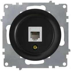 Prise Réseau RJ45, Prise Réseau 1xRJ45, CAT5e, Encastrée, Sans Cadre Noir