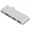 Adaptateur MacBook USB C Hub, Adaptateur Hub Type C Slim Aluminium Thunderbolt 3 Adaptateur Dock, Argent