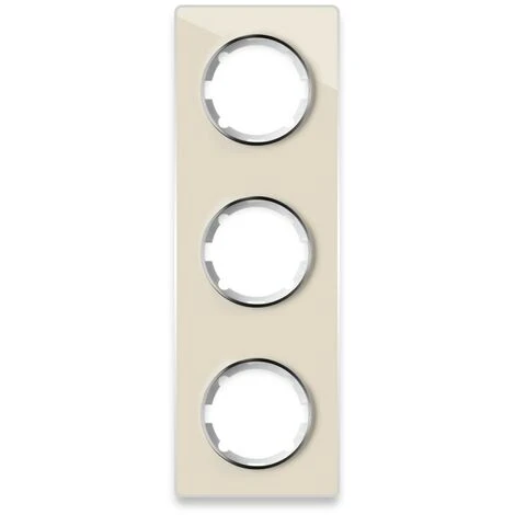 Plaque De Finition En Verre Garda, 3 Postes, Vertical Beige 1 Plaque De Finition En Verre Garda, 3 Postes, Vertical Beige