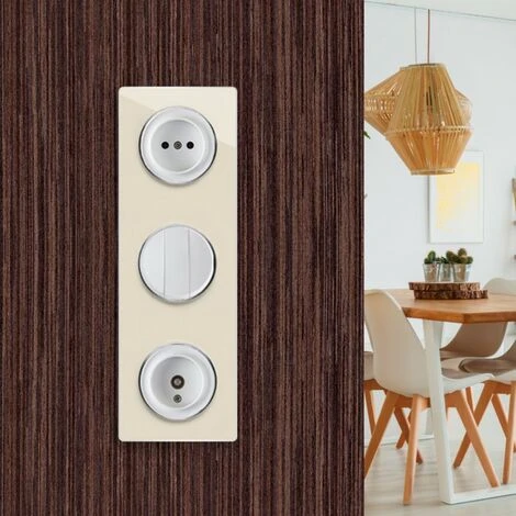 Plaque De Finition En Verre Garda, 3 Postes, Vertical Beige 2 Plaque De Finition En Verre Garda, 3 Postes, Vertical Beige – Image 2