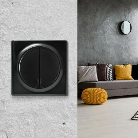 Interrupteur Va-et-vient, Double, Encastré, Avec Plaque De Finition Florence Noir 3 Interrupteur Va-et-vient, Double, Encastré, Avec Plaque De Finition Florence Noir – Image 3