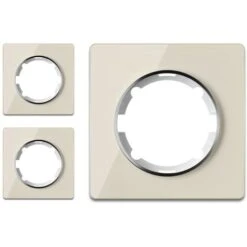 Plaque De Finition Garda En Verre, 1 Poste, Encastré (pack De 3) Beige 3 Pièces