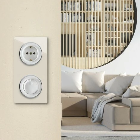 Plaque De Finition Garda En Verre, 2 Postes, Vertical Beige 2 Plaque De Finition Garda En Verre, 2 Postes, Vertical Beige – Image 2