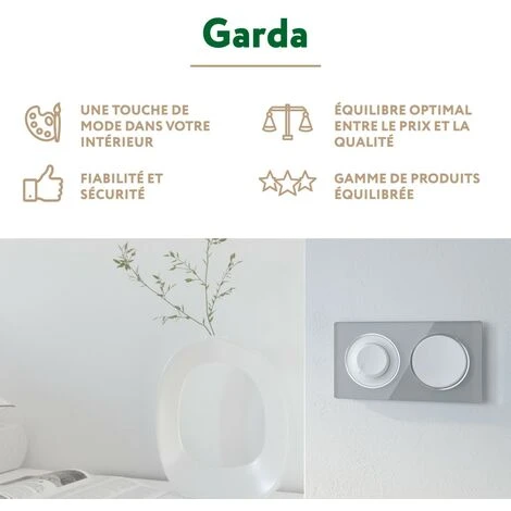 Plaque De Finition Garda En Verre, 2 Postes, Vertical Beige 3 Plaque De Finition Garda En Verre, 2 Postes, Vertical Beige – Image 3