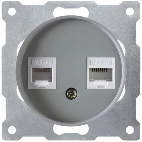 Prise Double 2xRJ45, Cat.5e UTP Gris 1 Prise Double 2xRJ45, Cat.5e UTP Gris