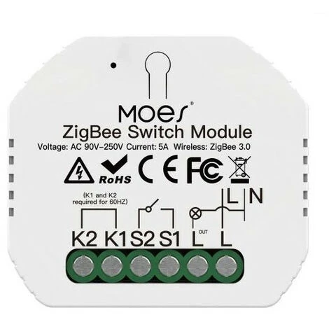 Micromodule ZigBee Interrupteur D'éclairage Sans Neutre Compatible Tuya - Qcontrol 1 Micromodule ZigBee Interrupteur D'éclairage Sans Neutre Compatible Tuya - Qcontrol