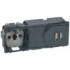 Prise De Courant Et Chargeur Double USB CÉLIANE Précâblées 250V - LEGRAND - 067106