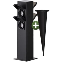 Prise De Jardin IP44 Piquet En Métal Prise Extérieure étanche Colonne D'énergie Multiprise Prise De Courant Jardin 4-fach Steckdose (de)
