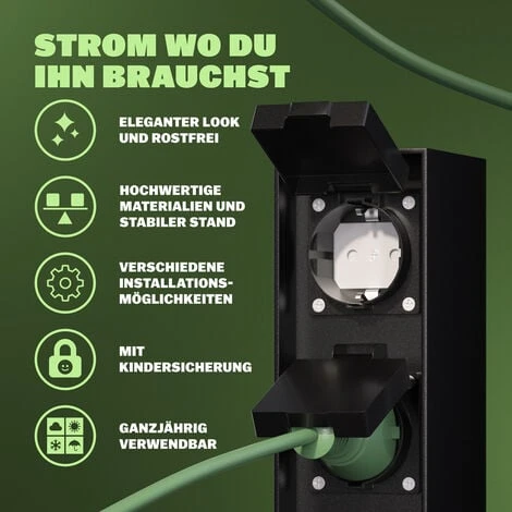 Prise De Jardin IP44 Piquet En Métal Prise Extérieure étanche Colonne D'énergie Multiprise Prise De Courant Jardin 2-fach Steckdose (de) 3 Prise De Jardin IP44 Piquet En Métal Prise Extérieure étanche Colonne D'énergie Multiprise Prise De Courant Jardin 2-fach Steckdose (de) – Image 3