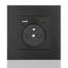 Panneau De Prises Françaises Type-c+USB16A Type 86, Nombre De Prises : 2 Trous, Nombre De Ports USB : 1, Nombre De Ports Type-c : 1, Sûr Et Ferme(carré Noir)