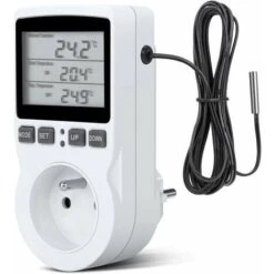 Prise Thermostat, Prise Minuteur Digital, Prise Programmable Digitale Avec Sonde, Minuterie Numérique Programmable, Prise Thermostat Chauffage Pour Serre, Aquarium -Versailles