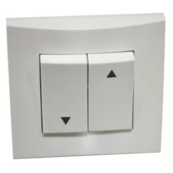 Interrupteur Inverseur Blanc Volet Roulant Position Fixe Encastré Borne Auto Fixation Vis Avec Plaque ALTERNATIVE ELEC AE52018-P